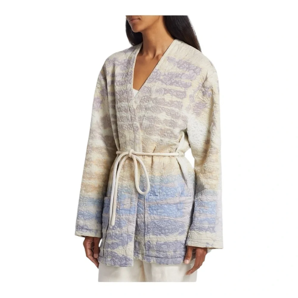 Raquel Allegra Quilted Tie Waist Rainbow Halo Overcoat Jacket Size XS NWT